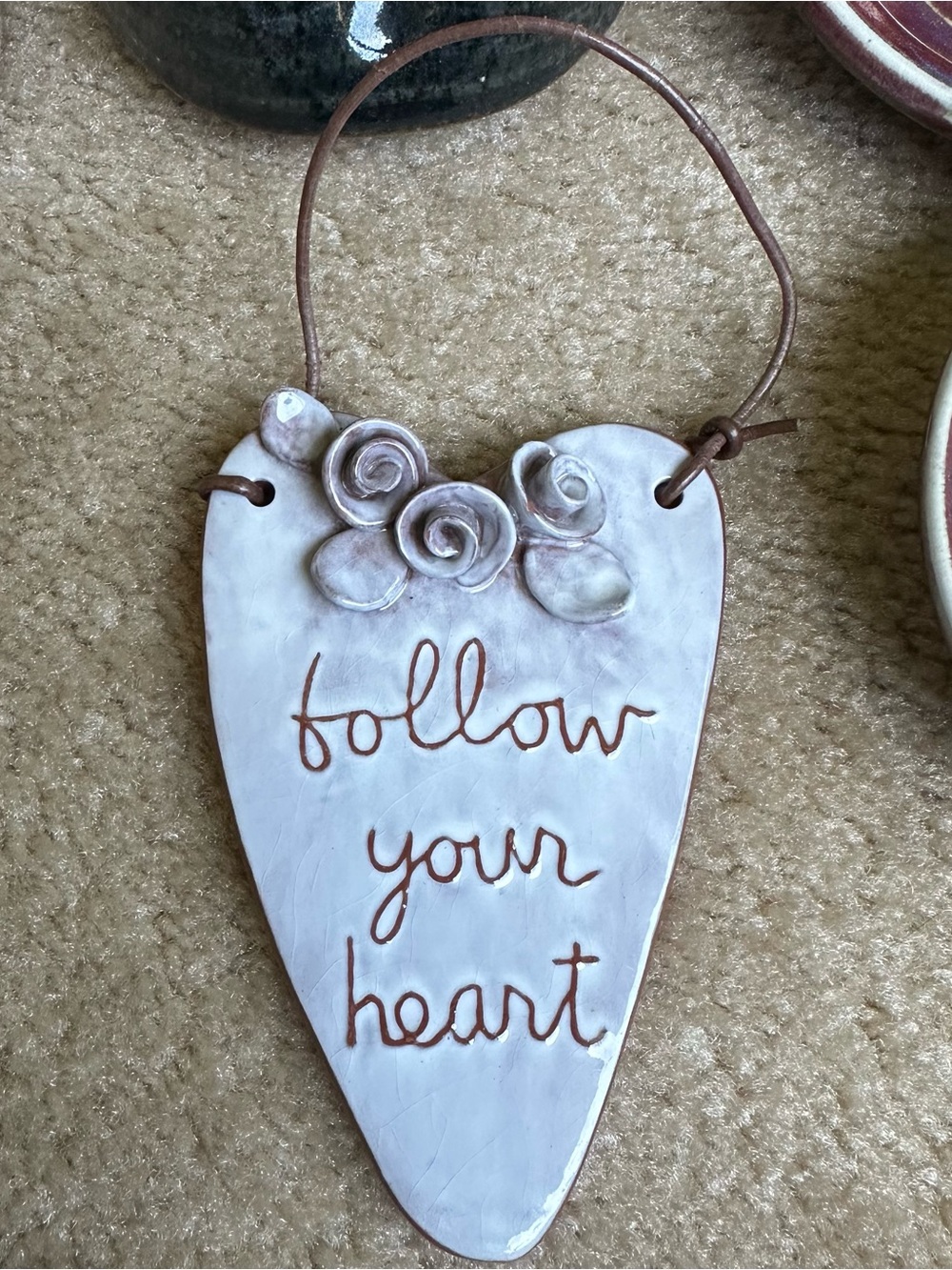 Sandra Magsamen Silvestri Follow Your Heart Ceramic Hanging Wall Plaque